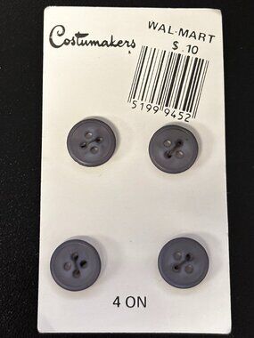 4 Pc Gray Sewing Buttons – Costume Makers Wal-Mart Card Craft Sewing Supplies